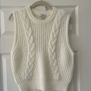 Sundance Cream Cable Knit Sleeveless Sweater